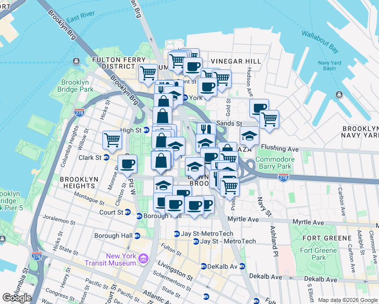 map of restaurants, bars, coffee shops, grocery stores, and more near in New York
