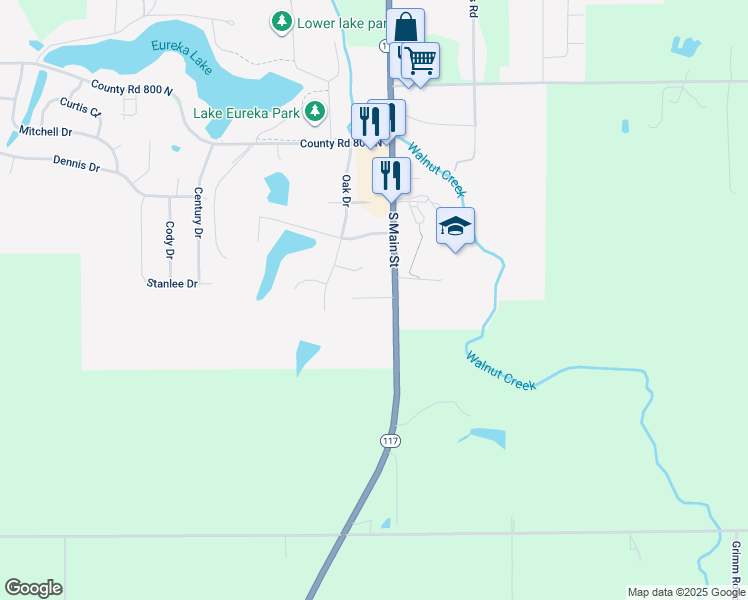 map of restaurants, bars, coffee shops, grocery stores, and more near 109A Grandview Circle in Eureka