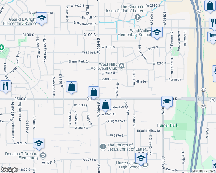 map of restaurants, bars, coffee shops, grocery stores, and more near 6348 Timmerman Place in Salt Lake City