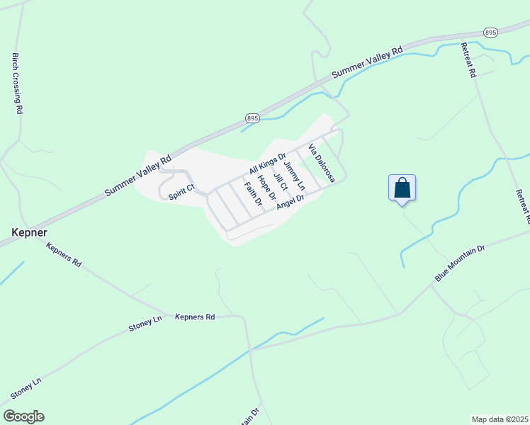map of restaurants, bars, coffee shops, grocery stores, and more near 65 Angel Drive in New Ringgold