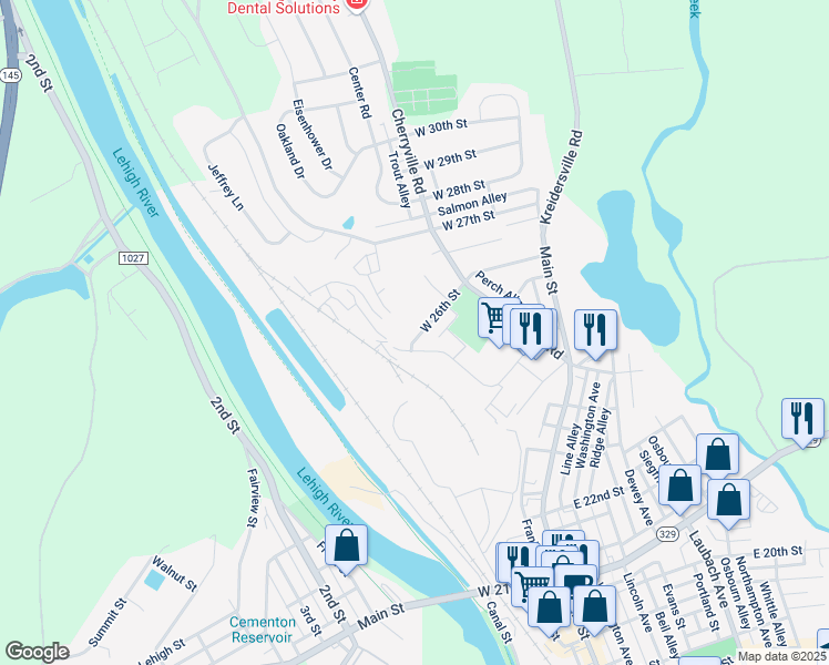 map of restaurants, bars, coffee shops, grocery stores, and more near 273 West 26th Street in Northampton