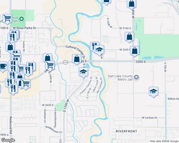 map of restaurants, bars, coffee shops, grocery stores, and more near 3443 Byde A Wyle Street in West Valley City
