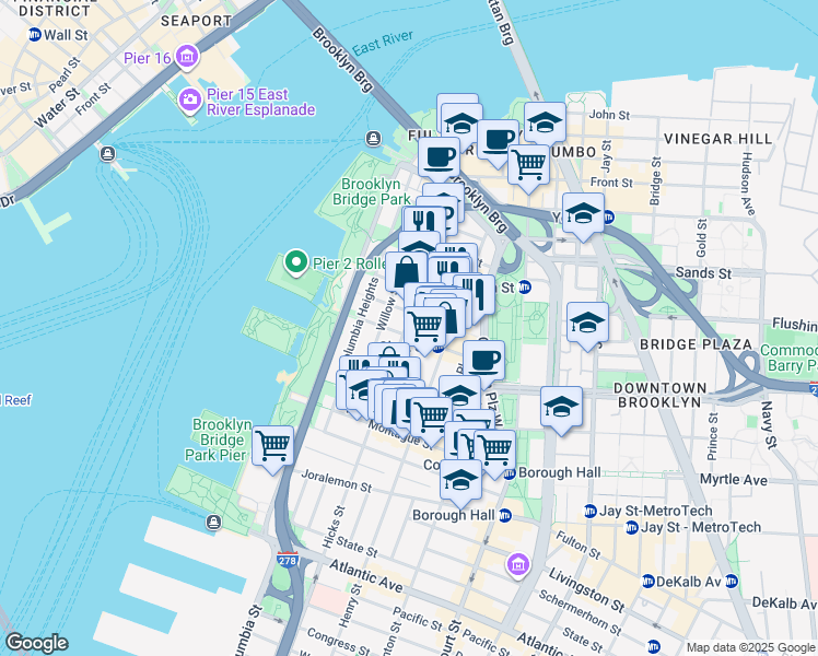 map of restaurants, bars, coffee shops, grocery stores, and more near in Brooklyn