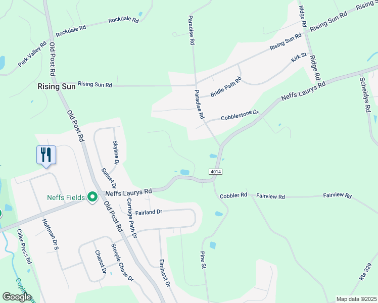 map of restaurants, bars, coffee shops, grocery stores, and more near 5415 Fells Creek Road in Schnecksville