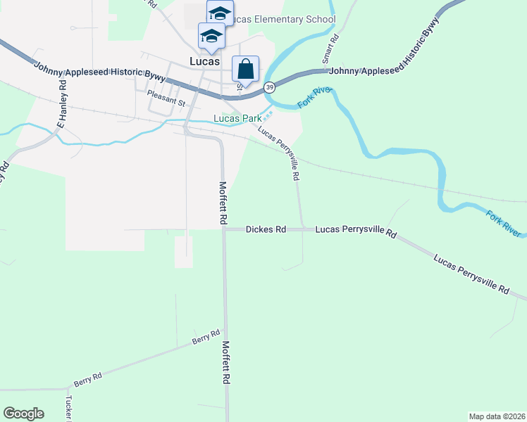 map of restaurants, bars, coffee shops, grocery stores, and more near 2265 Moffett Road in Lucas
