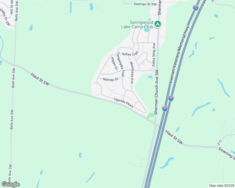 map of restaurants, bars, coffee shops, grocery stores, and more near Zambesi Street in East Sparta