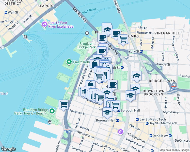 map of restaurants, bars, coffee shops, grocery stores, and more near in Brooklyn