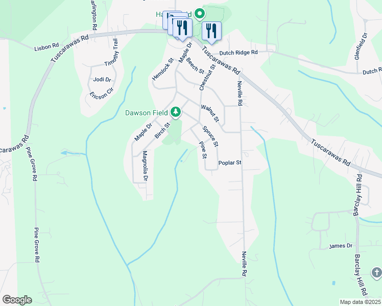 map of restaurants, bars, coffee shops, grocery stores, and more near 322 Pine Street in Beaver