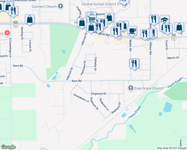 map of restaurants, bars, coffee shops, grocery stores, and more near 1505 Sunset Drive in Washington
