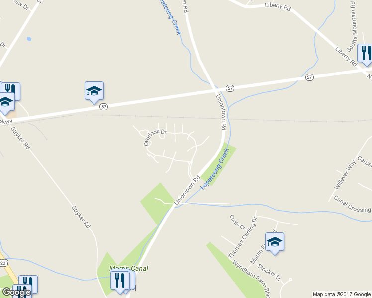 map of restaurants, bars, coffee shops, grocery stores, and more near 103 Marlboro Circle in Stewartsville