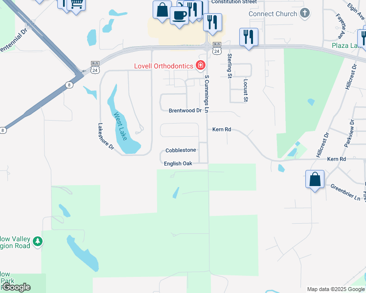 map of restaurants, bars, coffee shops, grocery stores, and more near 1922 Cobblestone in Washington
