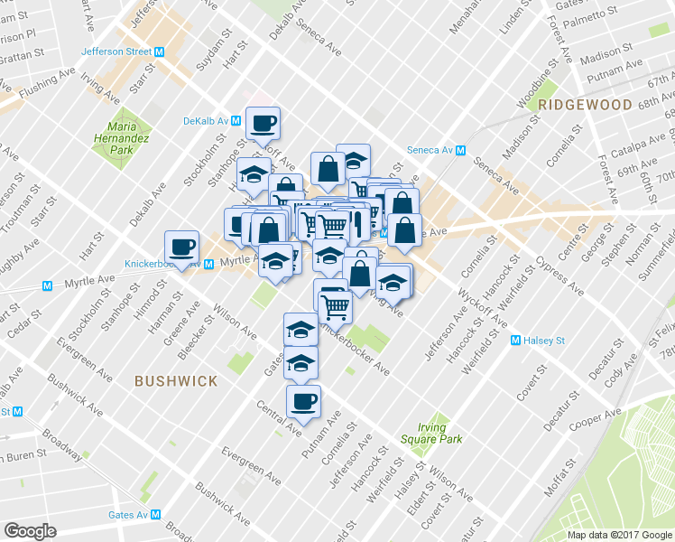 map of restaurants, bars, coffee shops, grocery stores, and more near in Brooklyn