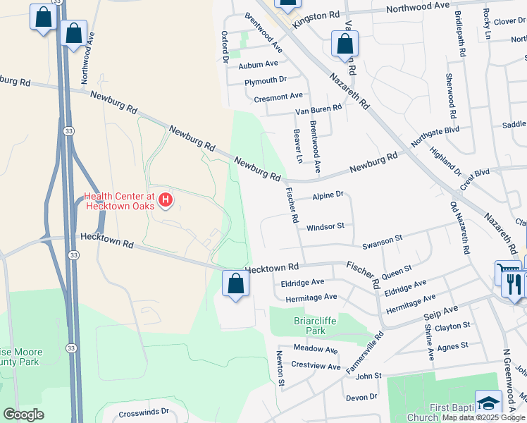 map of restaurants, bars, coffee shops, grocery stores, and more near 3121 Val Vista Drive in Easton