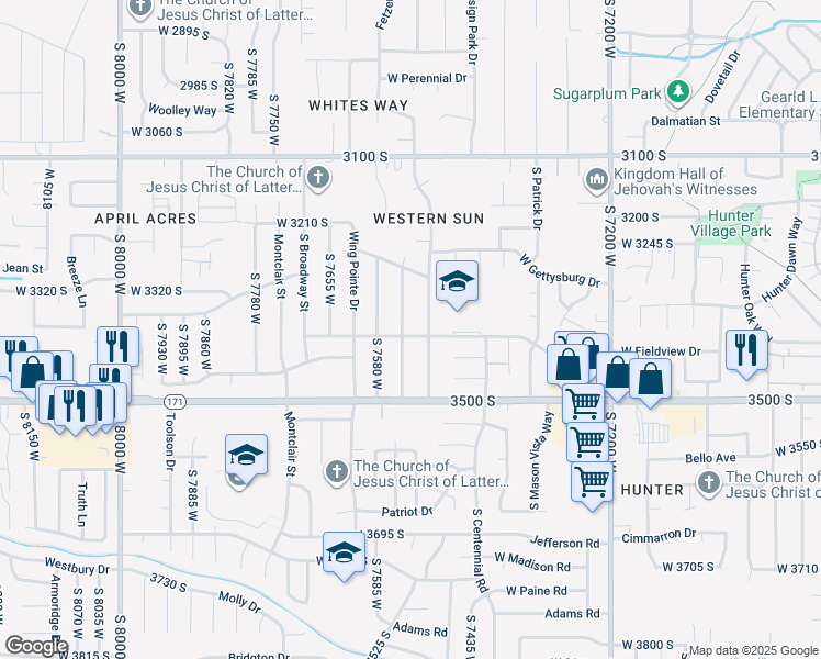 map of restaurants, bars, coffee shops, grocery stores, and more near 3415 Marigold Street West in Magna