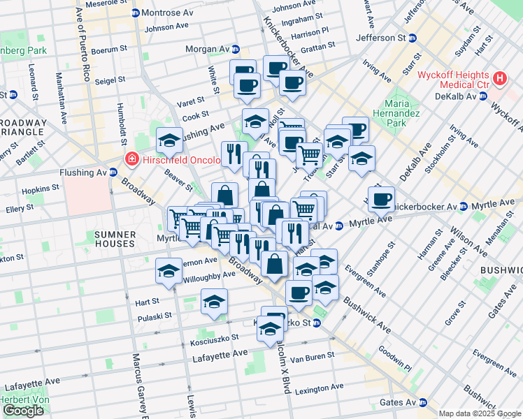 map of restaurants, bars, coffee shops, grocery stores, and more near in Brooklyn