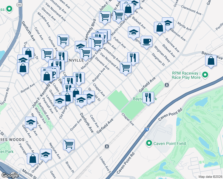 map of restaurants, bars, coffee shops, grocery stores, and more near in Jersey City