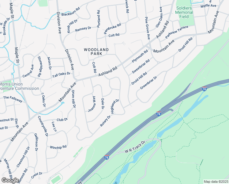 map of restaurants, bars, coffee shops, grocery stores, and more near 1 Highland Drive in Summit