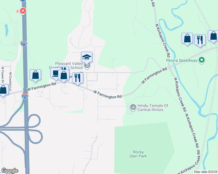 map of restaurants, bars, coffee shops, grocery stores, and more near 4504 West Crost Road in Peoria
