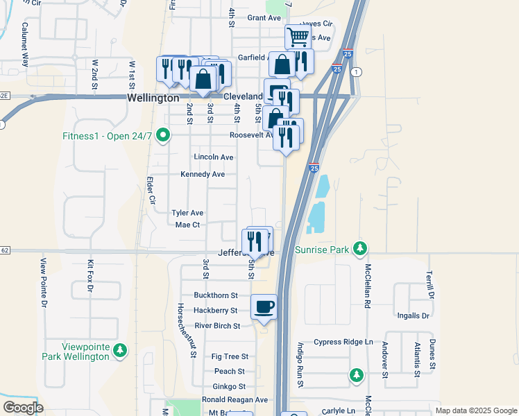 map of restaurants, bars, coffee shops, grocery stores, and more near 4070 Sveta Lane in Wellington