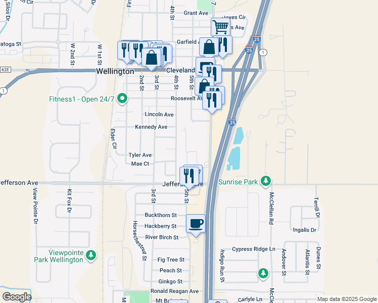 map of restaurants, bars, coffee shops, grocery stores, and more near 7732 4th Street in Wellington