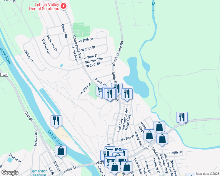 map of restaurants, bars, coffee shops, grocery stores, and more near 2463 Perch Alley in Northampton