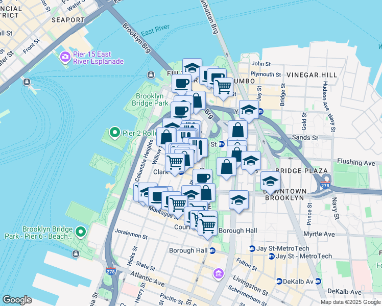 map of restaurants, bars, coffee shops, grocery stores, and more near 81 Orange Street in Brooklyn