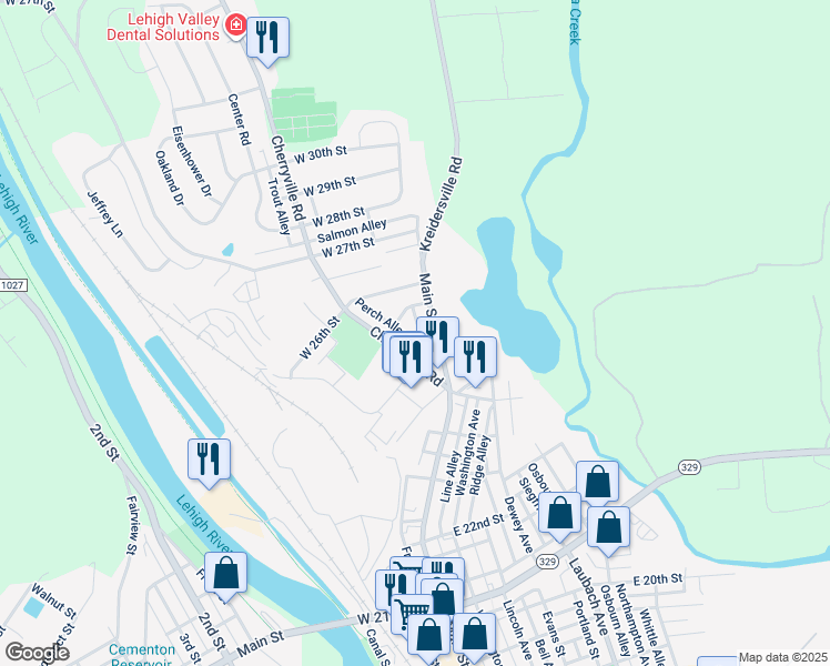 map of restaurants, bars, coffee shops, grocery stores, and more near 2463 Perch Alley in Northampton
