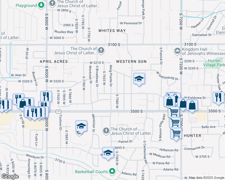map of restaurants, bars, coffee shops, grocery stores, and more near 3381 South 7615 West in Magna