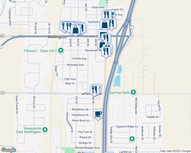 map of restaurants, bars, coffee shops, grocery stores, and more near 7839 6th Street in Wellington