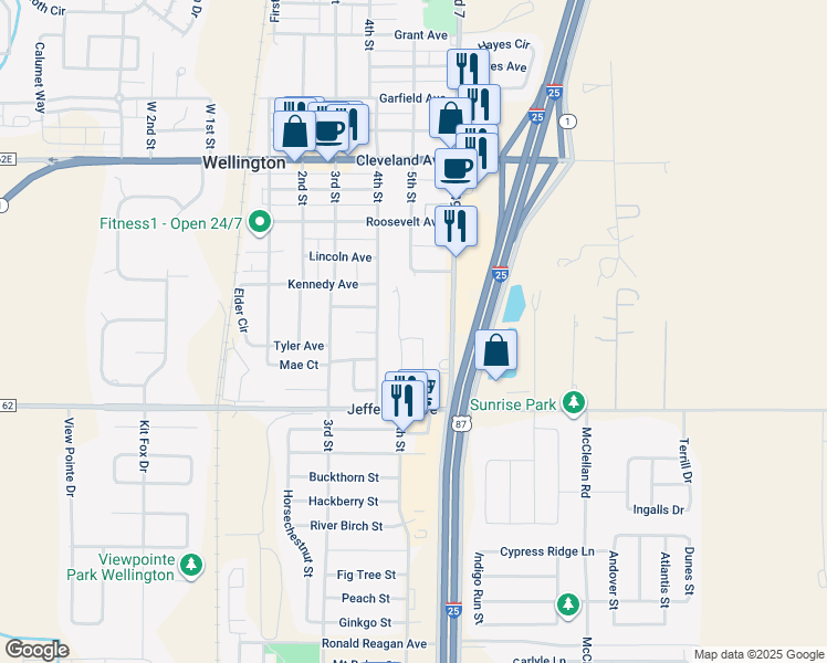 map of restaurants, bars, coffee shops, grocery stores, and more near 7839 6th Street in Wellington
