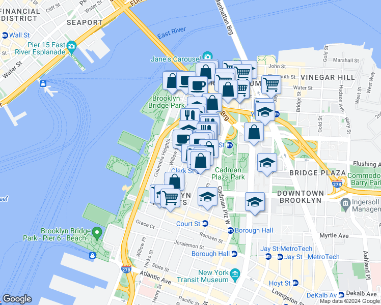 map of restaurants, bars, coffee shops, grocery stores, and more near in Brooklyn