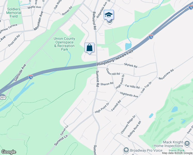 map of restaurants, bars, coffee shops, grocery stores, and more near 166 Summit Road in Springfield
