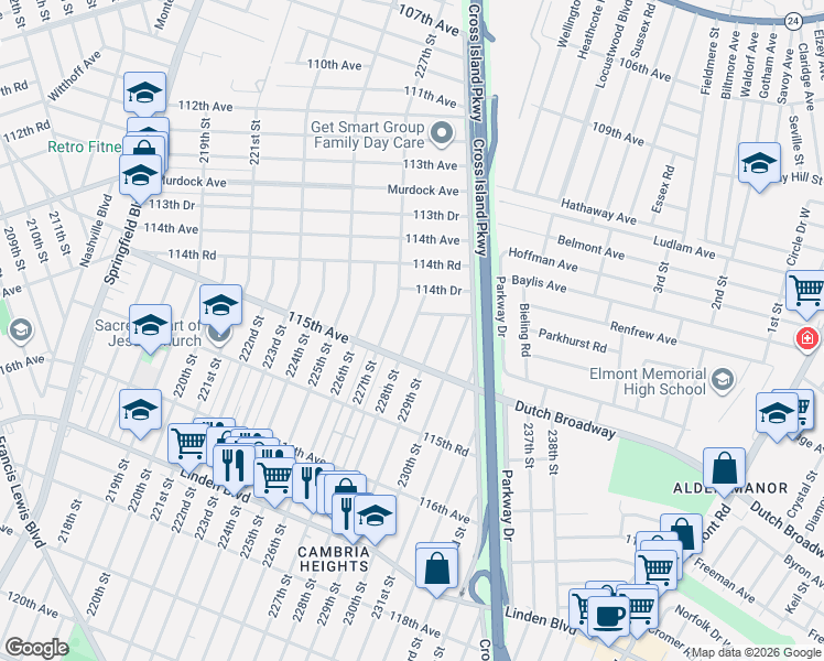 map of restaurants, bars, coffee shops, grocery stores, and more near in Queens