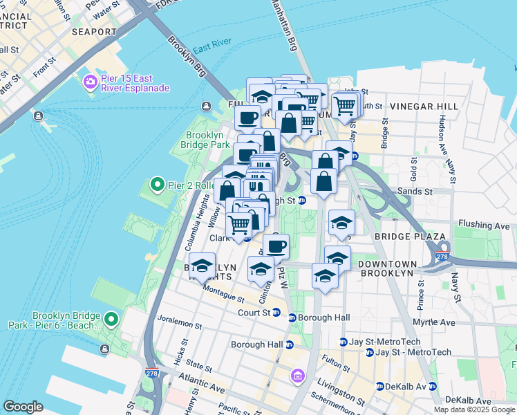 map of restaurants, bars, coffee shops, grocery stores, and more near 81 Orange Street in Brooklyn