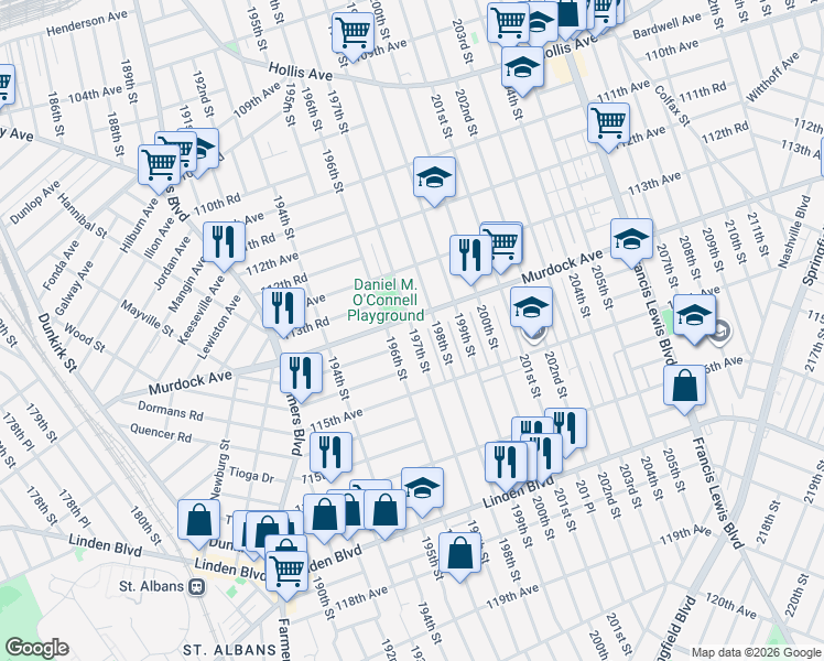 map of restaurants, bars, coffee shops, grocery stores, and more near in Queens