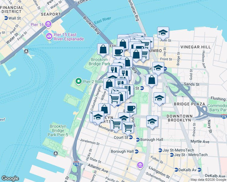 map of restaurants, bars, coffee shops, grocery stores, and more near in Brooklyn