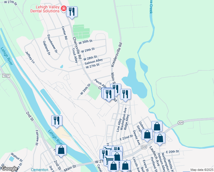 map of restaurants, bars, coffee shops, grocery stores, and more near 110 West 25th Street in Northampton