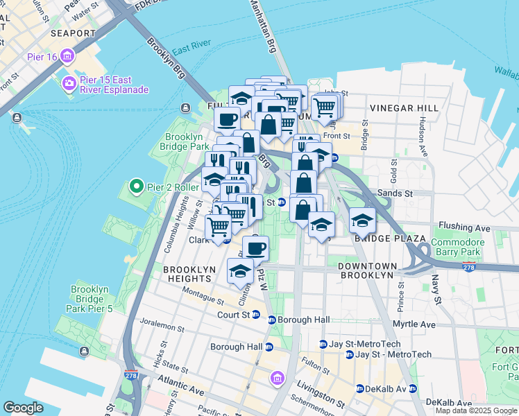 map of restaurants, bars, coffee shops, grocery stores, and more near in Brooklyn