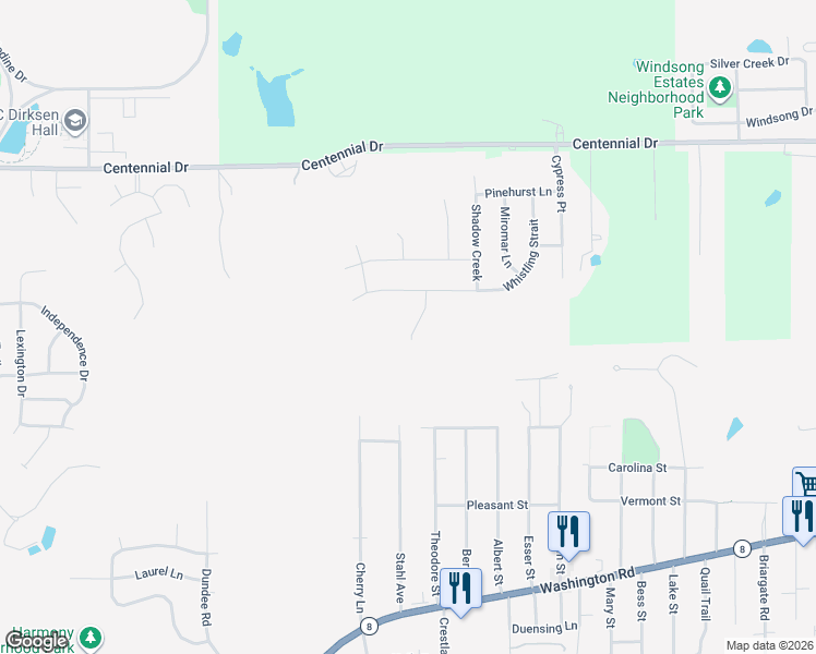 map of restaurants, bars, coffee shops, grocery stores, and more near 401 Whistling Strait in Washington