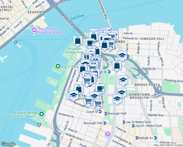 map of restaurants, bars, coffee shops, grocery stores, and more near in Brooklyn