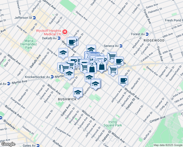 map of restaurants, bars, coffee shops, grocery stores, and more near in Brooklyn