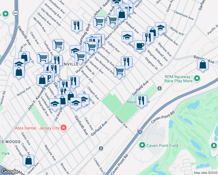 map of restaurants, bars, coffee shops, grocery stores, and more near 48 Wade Street in Jersey City