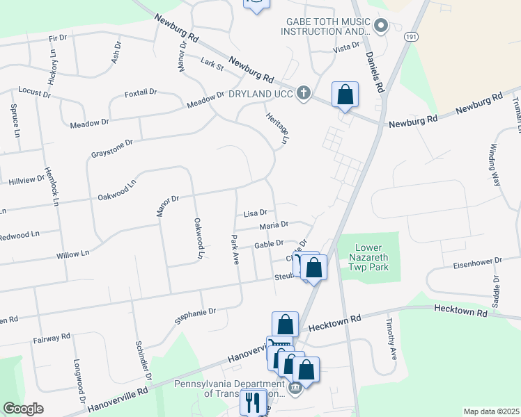 map of restaurants, bars, coffee shops, grocery stores, and more near 4462 Lisa Drive in Bethlehem