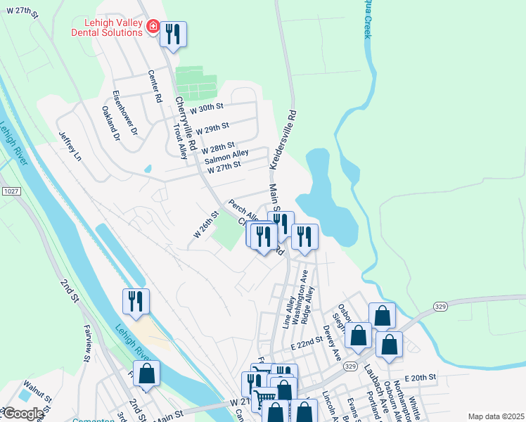 map of restaurants, bars, coffee shops, grocery stores, and more near 112 West 25th Street in Northampton