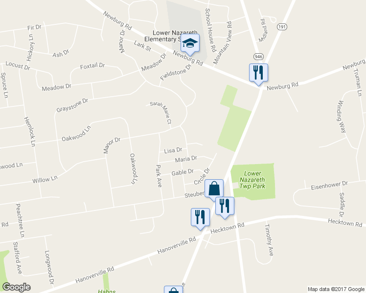 map of restaurants, bars, coffee shops, grocery stores, and more near 4448 Lisa Drive in Bethlehem