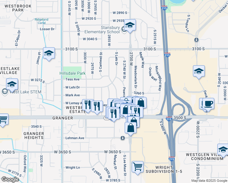 map of restaurants, bars, coffee shops, grocery stores, and more near in South Salt Lake