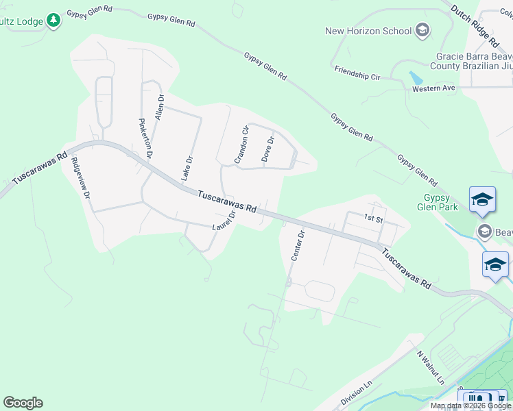 map of restaurants, bars, coffee shops, grocery stores, and more near 800 Tuscarawas Road in Beaver