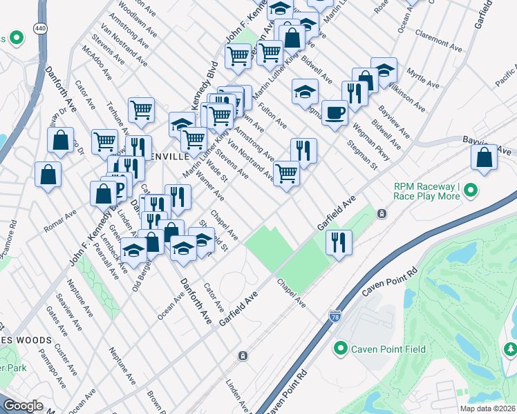 map of restaurants, bars, coffee shops, grocery stores, and more near 48 Wade Street in Jersey City