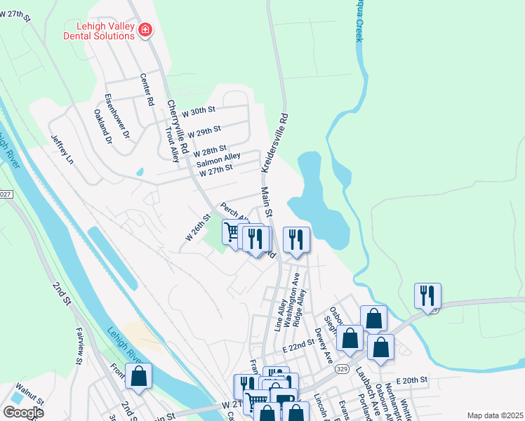 map of restaurants, bars, coffee shops, grocery stores, and more near 2494 Main Street in Northampton