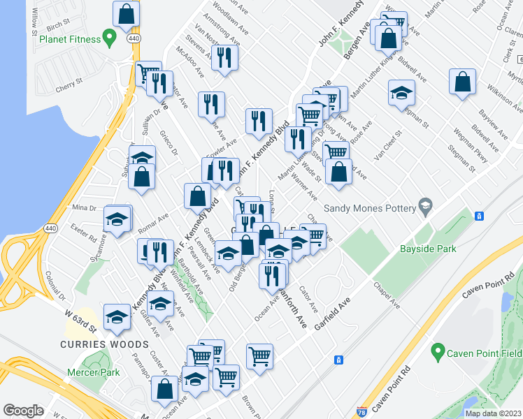 map of restaurants, bars, coffee shops, grocery stores, and more near 276 Old Bergen Road in Jersey City